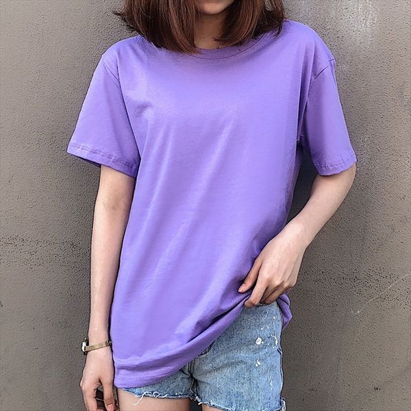 

cotton short-sleeve t-shirt for women loose base shirt casual slim white solid color duan xiu
