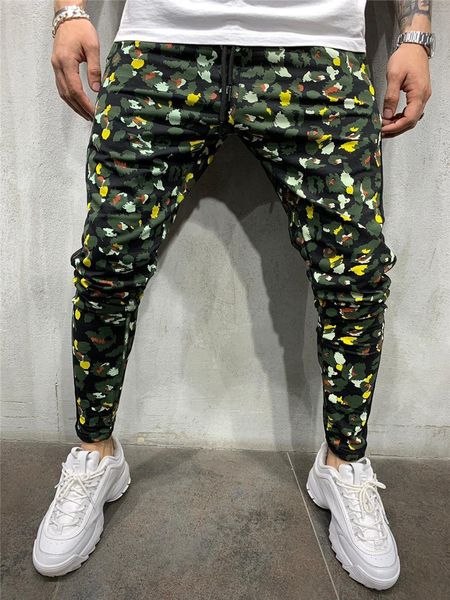 

Hip Hop Slim Mens Camouflage Pants Polka Dot Drawstring Pencil Pants Skinny Fashion Casual Mens Trousers