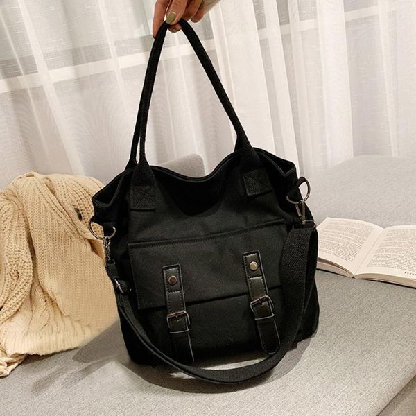 

women's canvas bag fashion trend large capacity shoulder bag messenger leisure shopping handbag handle sac main femme