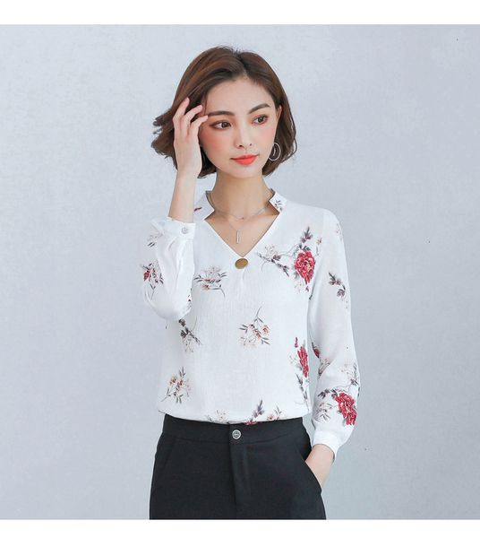 

женщины блузки женские одежда женская блузка офис рубашки элегантных женщин топы и блузки осень осень с длинным рукавом цветок blusas женски, White