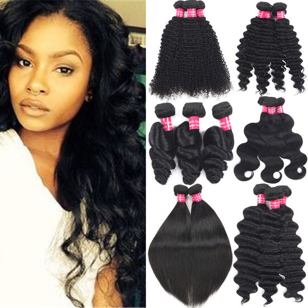 

wholesale brazilian loose wave virgin hair bundles unprocessed loose wave hair weave bundles peruvian malaysian human hair extensions, Black