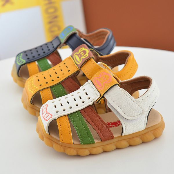 

new summer baby boy shoes korean version of the cow band soft bottom non-slip baby baotou step sandals 0-2 years old, Black;red