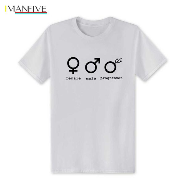 

new 2019 fashion female male programmer t shirt summer style men short sleeve cotton t-shirt funny computer man tee xs-xxl, White;black