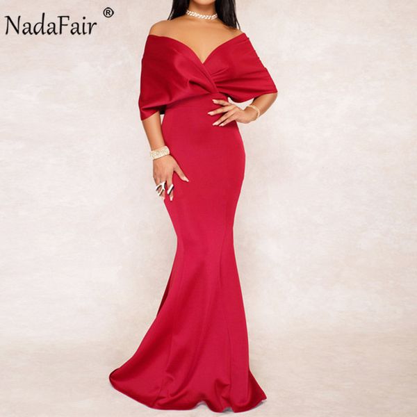 

nadafair off shoulder trumpet women maxi party dress summer batwing sleeve bodycon floor-length long dress vestidos, Black;gray