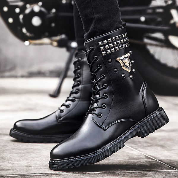 

fashion men ankle boots men shoes woman new motorcycles boots casual lace up male trend shoes black boots casual shoes