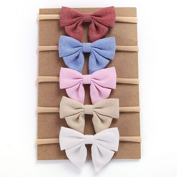 

новорожденный ребенок луки повязки нейлоновые повязки для новорожденных девочек головная одежда малыша мягкие эластичные нейлоновые повязки, Golden;white