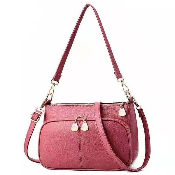 

soft leather shoulder bag korean style women's bag fresh fashion multi-color handbag sandwich pocket women's