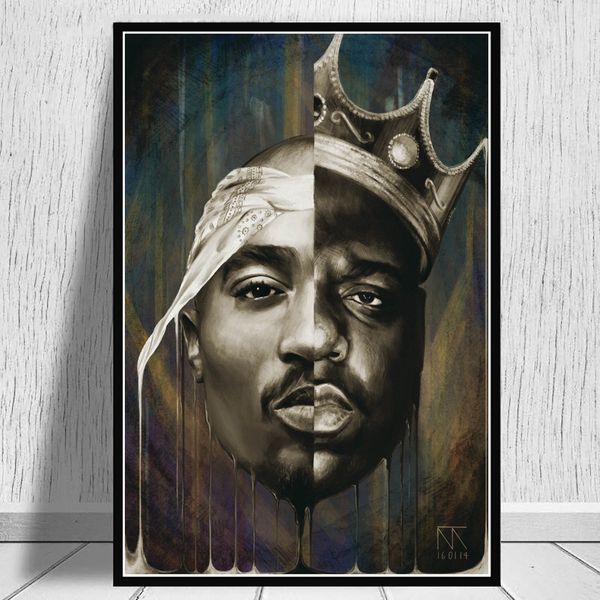 

бигги и тупак рэпер superstar плакат и печать холст wall art fashion hip hop muisc singer портрет живопись декор изображение
