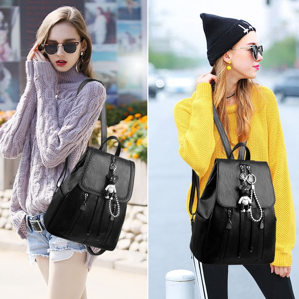 

backpack female 2020 new bag female korean fashion wild schoolbag simple street trend soft leather backpack women