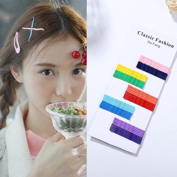 

8 kinds sweet candy color hair pins multiple pieces paillette matte pink red blue purple headwear for women kids bobby pins
