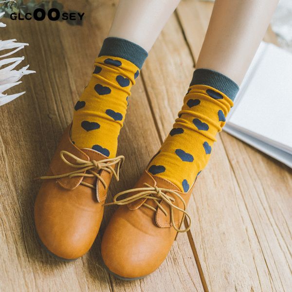 

new female small love sweet lady in tube cute girl cotton socks love-heart street trend gifts for women lovers yellow white red, Black;white