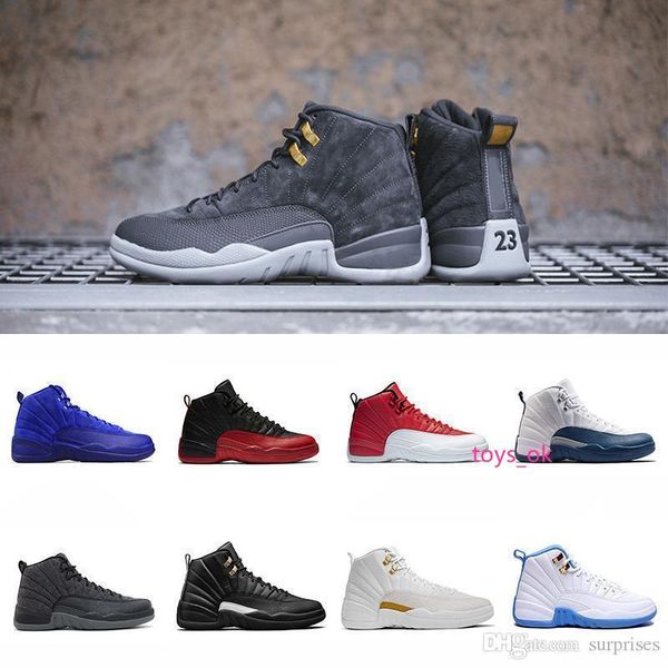 

обувь продукты 12 12s basketabll shoes flu game белая шерсть королевский синий французский синий тренажерный зал красный кроссовок us 7-13