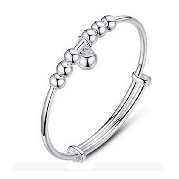 

fashion silver bracelet female korean bells round beads bangles, Black