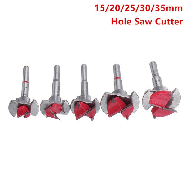 

red 15 20 25 30 35mm forstner drill bit wood auger cutter locating drill hex wrench woodworking hole saw for power tools
