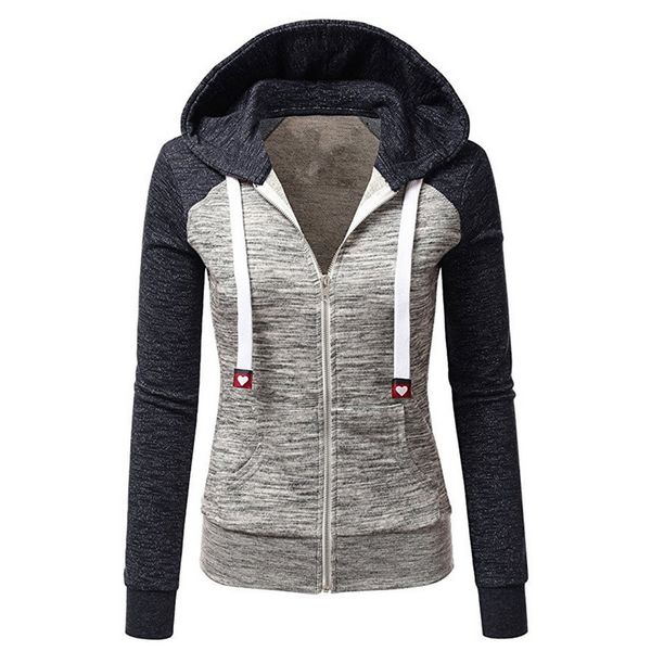

nibesser sweatshirts women hoodie long sleeve hoody lady zipper pockets patchwork womens hoodie sweatshirt woman sports jacket, Black