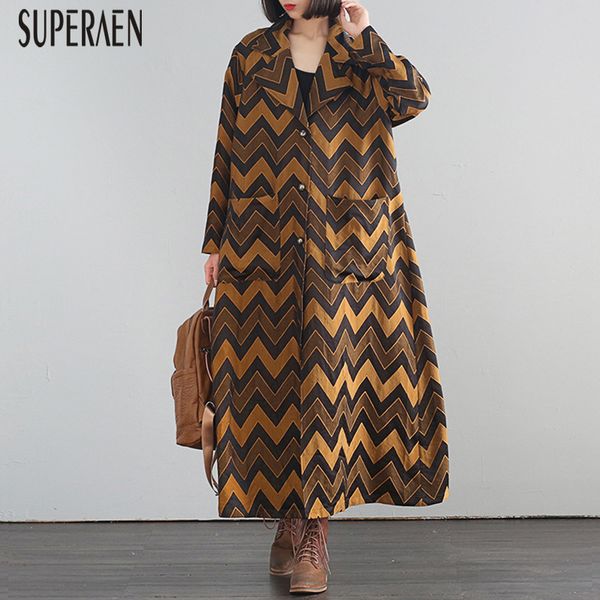 

superaen new trench coat for women winter 2019 fashion casual ladies windbreaker pluz size europe print women clothing, Tan;black