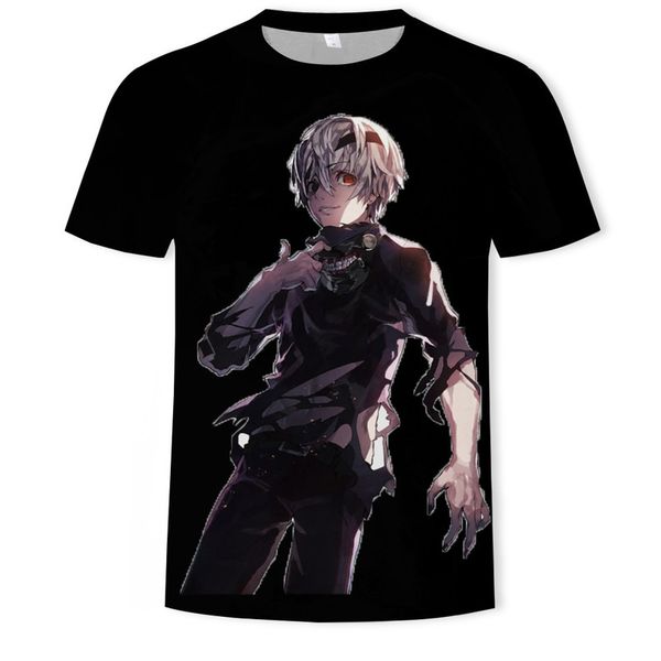 

mens designer fashion tokyo ghouls digital printing 3d round collar short sleeve t-shirti9d9, White;black