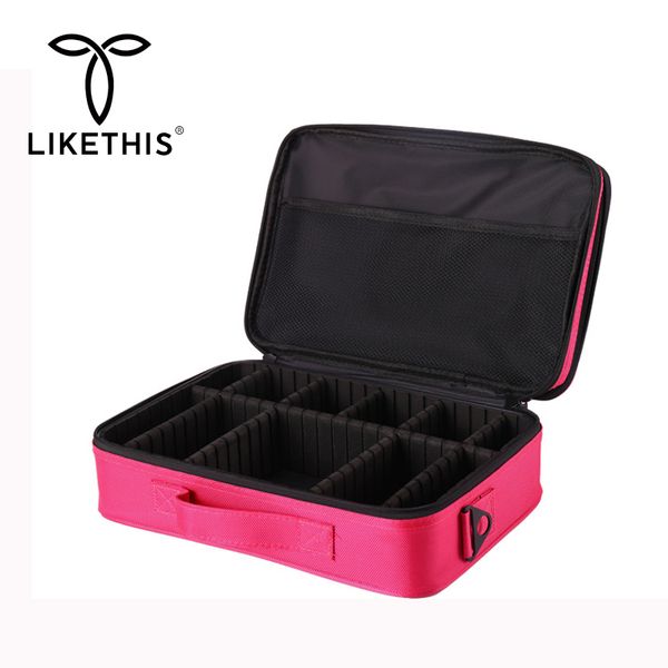 

likethis large makeup bag cosmetic organizer double layer fit curling iron travel bag for women waterproof anti-collision case