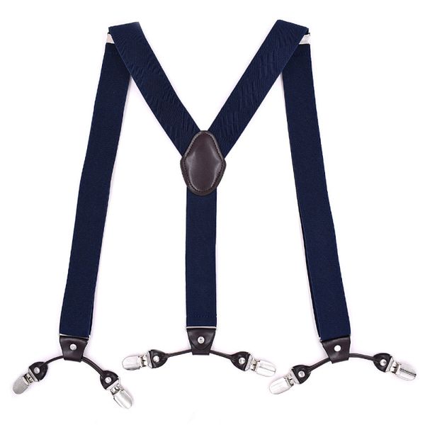 

2019 new european and american men 6 clip jacquard straps plus long with strap clip male hanging pant, Black;white