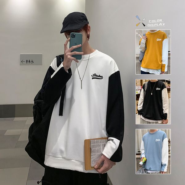 

contrast color print hoodies wholesale sweatshirts cotton hoodies streetwear drop shipping clothing hoodie men, Black
