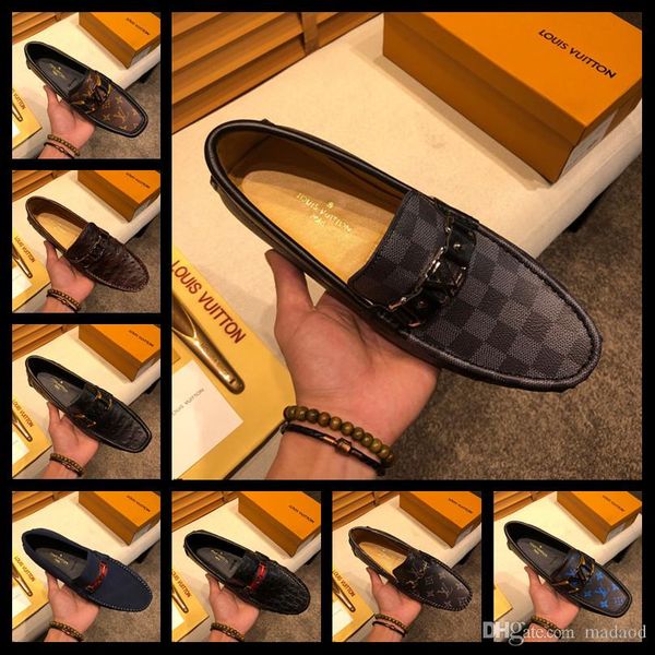 

21fw men shoes casual luxury brands italian mens loafers genuine leather winter fur moccasins breathable slip on driving shoes yeye2, Black