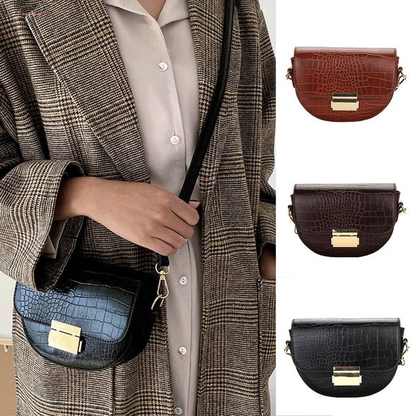 

h30 крокодил полукруг седельные сумки для женщин 2020 crossbody сумка кожа pu плеча сумки для женских сумок конструктора bolsas