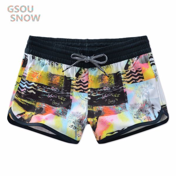 

gsou snow women's swimwear summer beach shorts felting bikini printed ladies diving swimming surfing sports shorts
