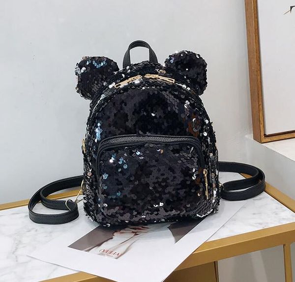 

designer- women shoulder bag girl cute cartoon sequins bear backpack parent-child mouse schoolbag receives gifts mini sequins bags/3