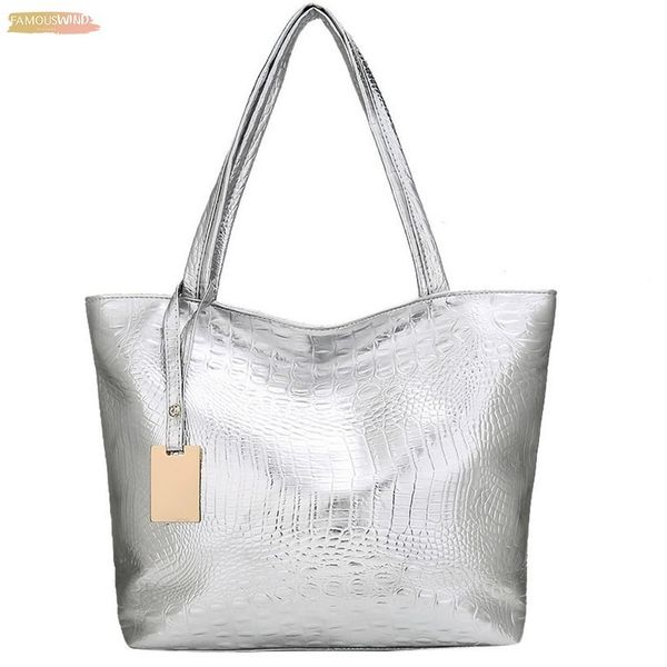 

2020 new women handbag laser hologram leather shoulder bag lady single shopping plain bags large capacity casual tote bolsa silver xew