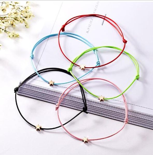 Bracelete handmade quente transfronteiriça Faça um cartão de papel de desejo de cinco pontos Star de tricô pulseira ajustável GB1589