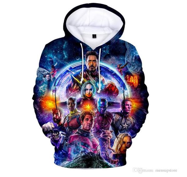 

avengers endgame 4 mens hoodies spring new 19ss 3d printed hooded harajuku sweatshirts, Black