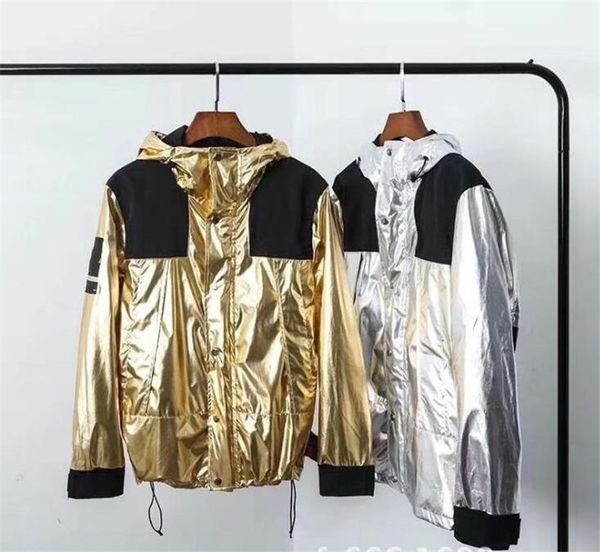 

mens face jacket designer metallic luster fashion brand jacket hiphop street long sleeve casual outdoor jacket, Black;brown