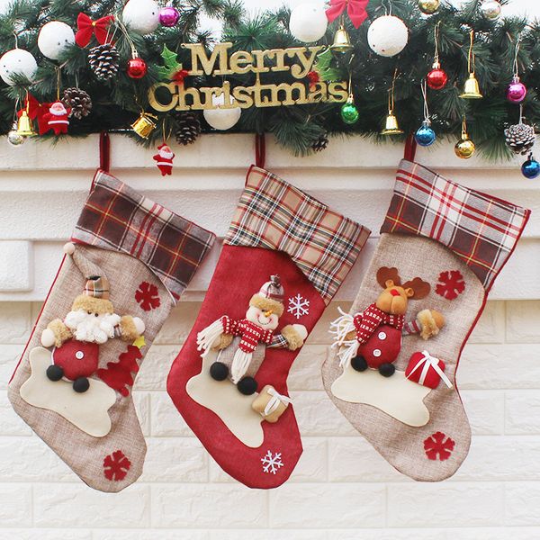 

2020 christmas stocking gift bags santa claus xmas snowman socks large size gift storage bag decorative socks bag