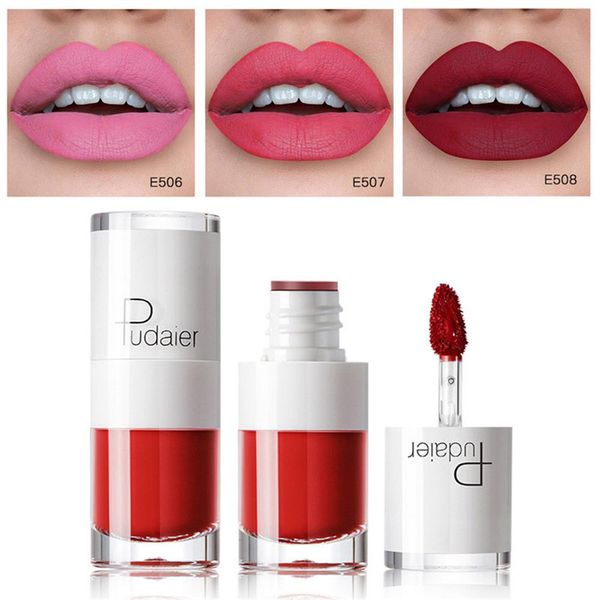 

1pc pudaie lipstick 16 colors white bottle matte lip gloss lasting moisturizing non-marking waterproof non-stick cup lip glaze