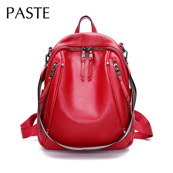 

multifunction anti theft design women's bagpack 100% natural leather female backpack design travel bag girls school bags