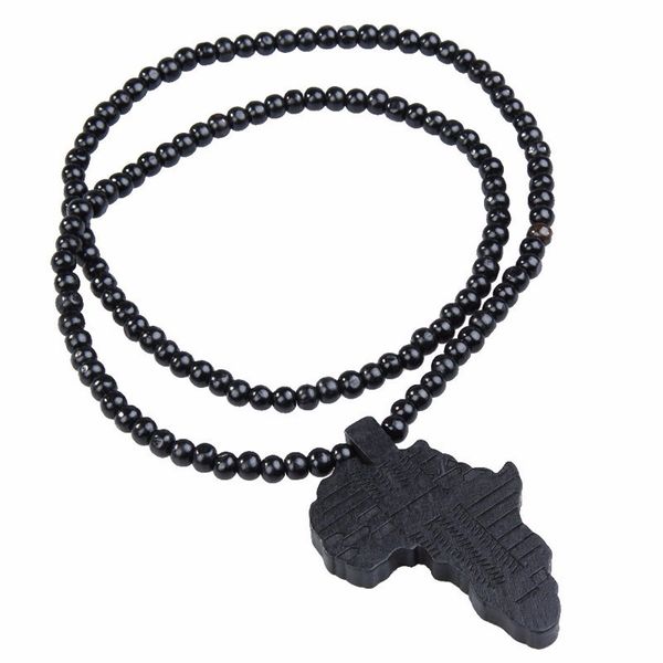 

black wooden africa necklace pendant & chain african map gift for men/women ethiopian jewelry trendy jewelry accessories, Silver