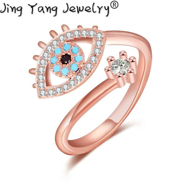 

дурной глаз розовое золото открытые перстни кольца для женщин кристалл cz ну вечеринку модные ювелирные изделия женские модный подарок регул, Golden;silver