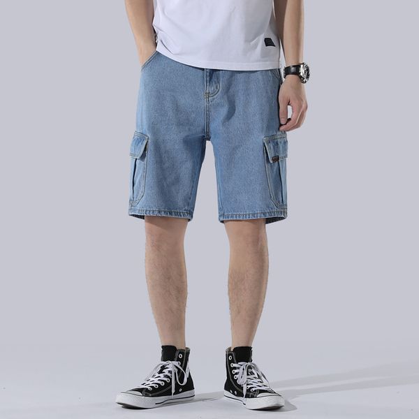 

new fashion cotton denim shorts mens hip hop casual loose ripped short jeans men summer harajuku streetwear mens jeans ds50700, Blue