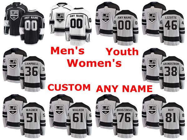 

los angeles kings jersey sean walker jersey jack campbell matt roy austin wagner dion phaneuf black white ice hockey jerseys custom stitched, Black;red