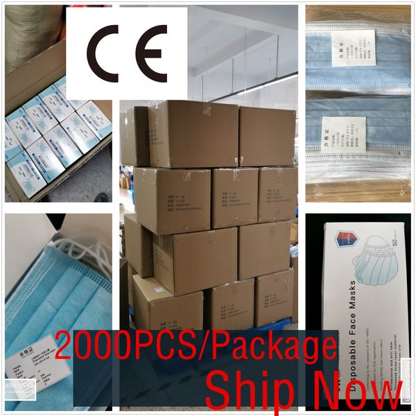 

2000pcs dhl wholesale mask factory ce/fda 3 layer non-woven dust disposable face mask thickened disposable mouth mask alcohol masks