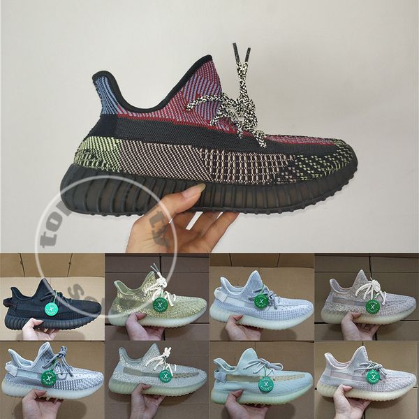 

2020 with box yecheil yeehu reel hyperspace butter 3m reflective mens running shoes kanye west bred women trainers sport sneakers size 36-48