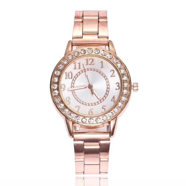 

new 2019 women watches rhinestone stainless steel bracelet watch exquisite quartz wristwatch &a, Slivery;brown