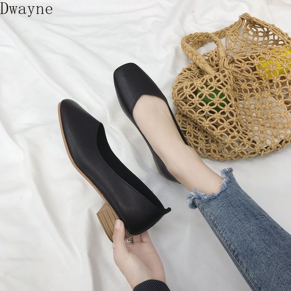 

2019 new korean version of the thick square head retro grandmother shoes shallow mouth wild mary jane shoes, Black