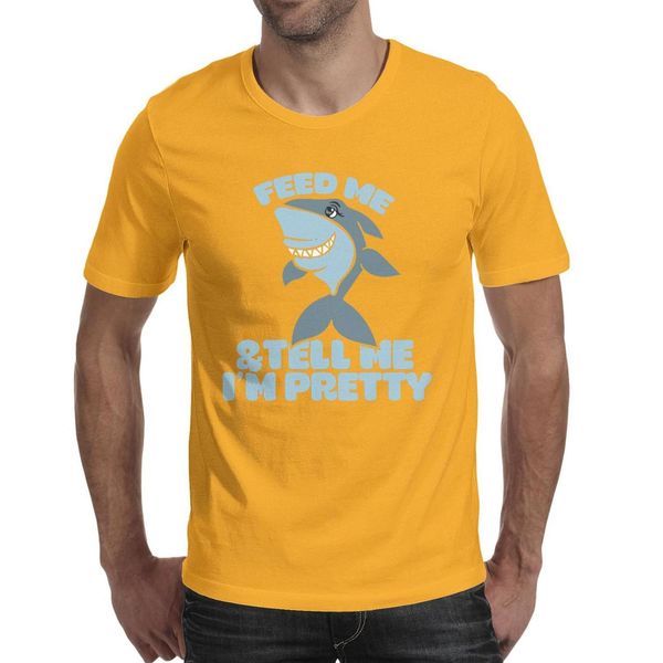 

men's feed me and tell i'm pretty shark funny fashion t-shirts print fun cotton shirts cute short sleeve t-shirt me tell pretty sh, White;black