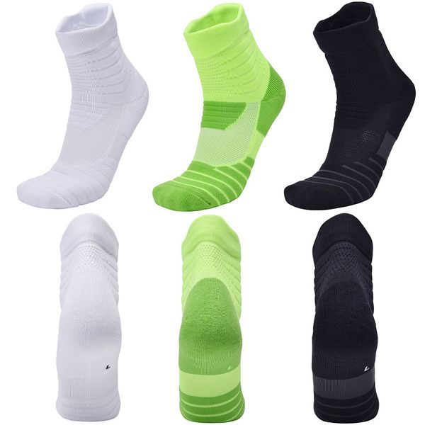 

new men cycling socks professional thickened interior compression socks towel bottom outdoor basketball sports socks, Black