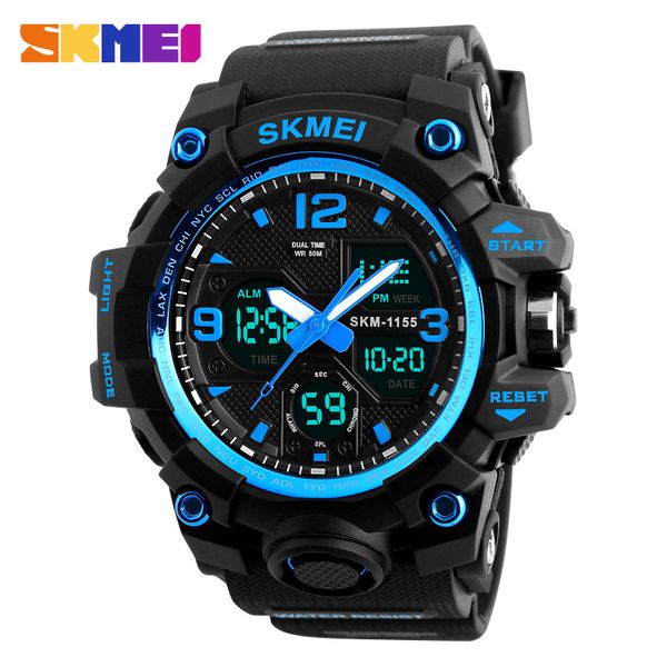 

skmei new fashion men sports watches men quartz analog led digital clock man waterproof watch relogio masculino 1155b, Slivery;brown