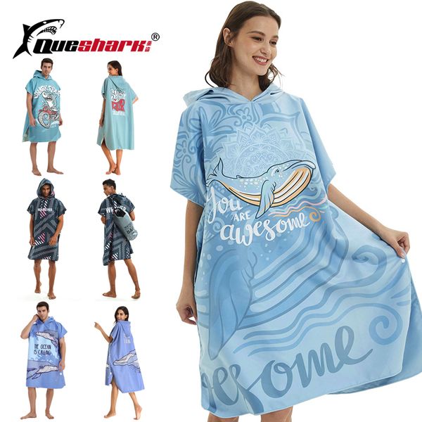 

microfiber printing changing robe bath towel outdoor hooded beach towel poncho towels women man swimming diving bathrobe cloak, White;black