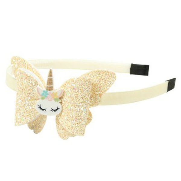 

us pc glitter bows unicorn hairbands rainbow sequins shining swallowtail headbands hairbow hair bands children girls headwearhair 1 pc zphbv, Black;brown