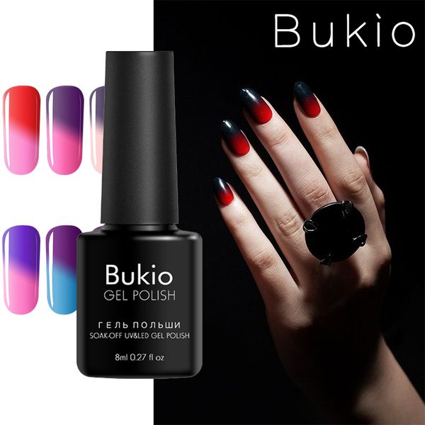 

bukio thermo chameleon gel nail polish 8ml temperature change color gel varnish uv nail varnish lacquer art, Red;pink