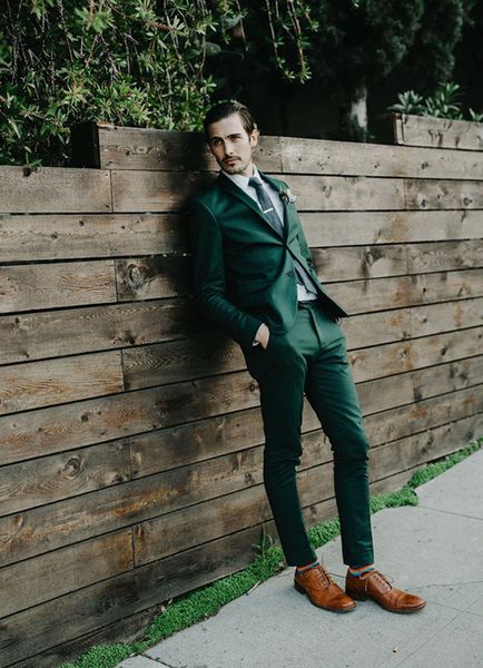 

new green gentlemen suits wedding suits men slim fit groom tuxedos handsome men blazers prom wear 2 pieces (jacket+pants) 526, Black;gray